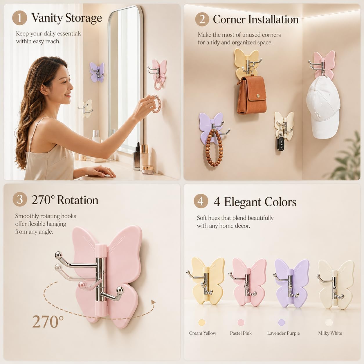 Rotating Butterfly Wall Hook