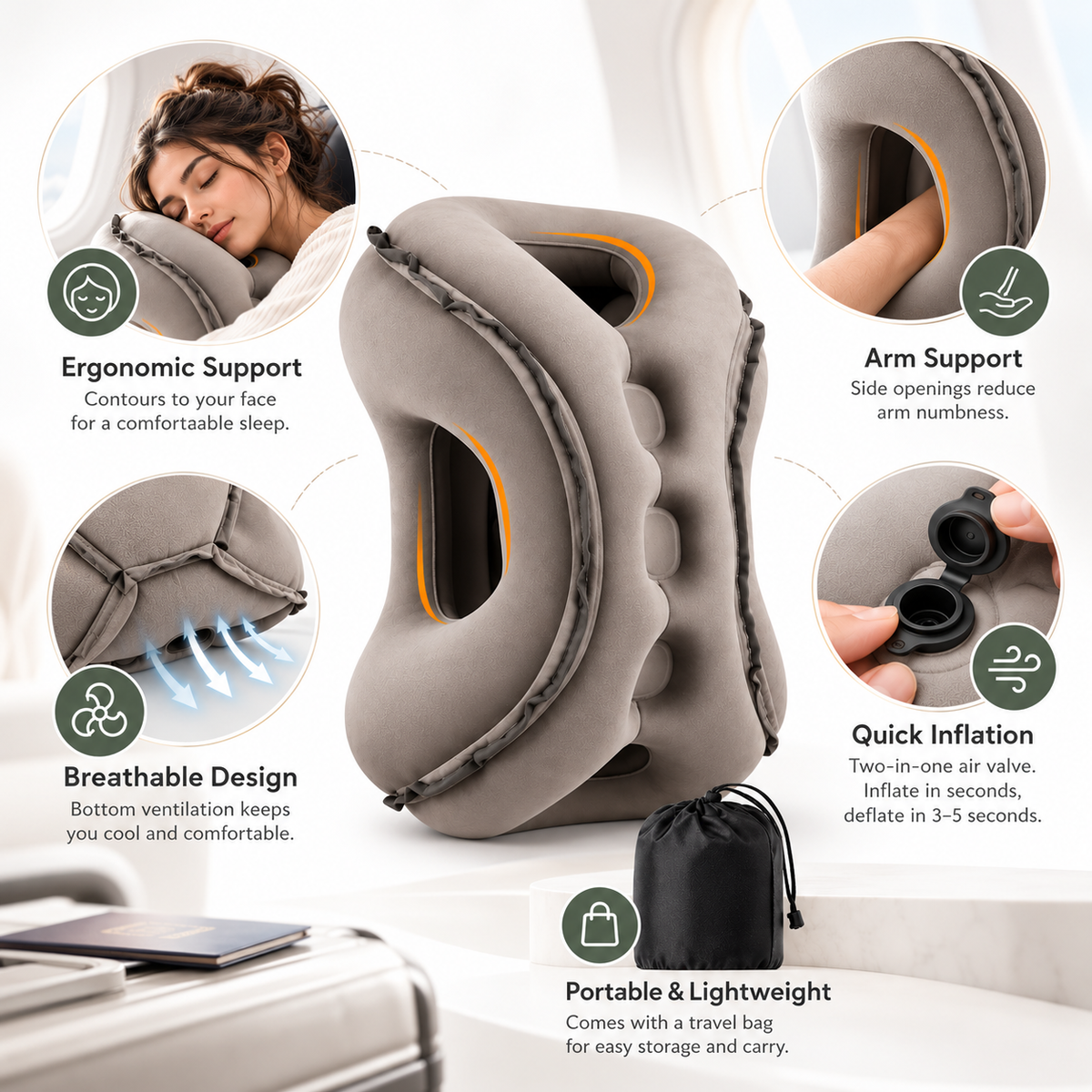 Blydo™ Inflatable Neck Pillow for Head Rest