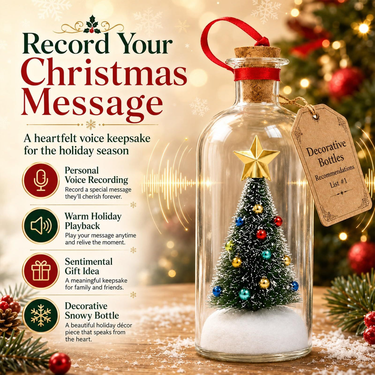 Blydo™ Christmas Tree Voice Recording Message Bottle